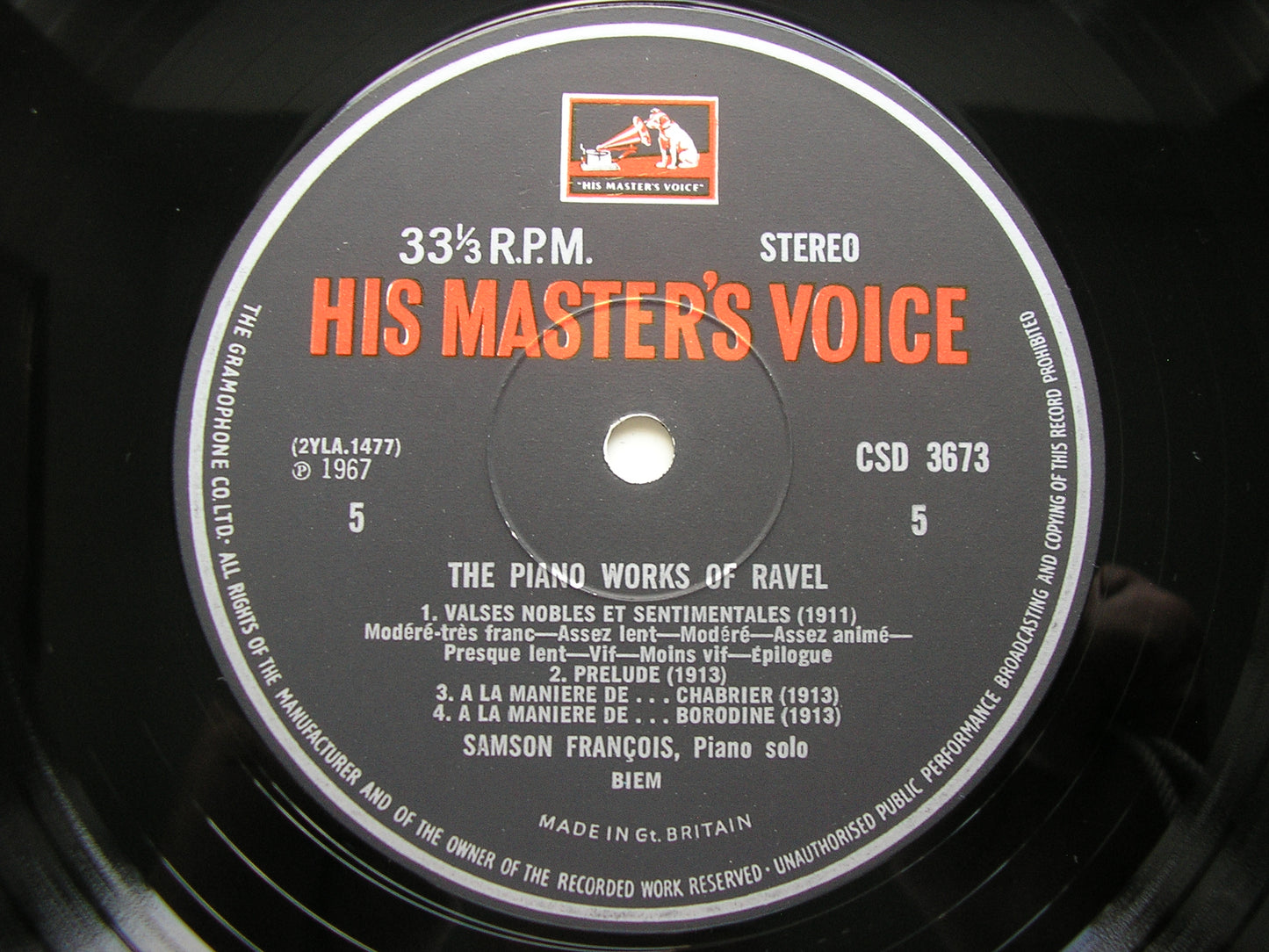 RAVEL: PIANO WORKS SAMSON FRANCOIS 3 LP SLS 783