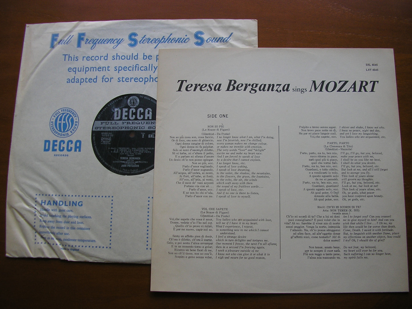 TERESA BERGANZA SINGS MOZART ARIAS BERGANZA / LONDON SYMPHONY / PRITCHARD SXL 6045