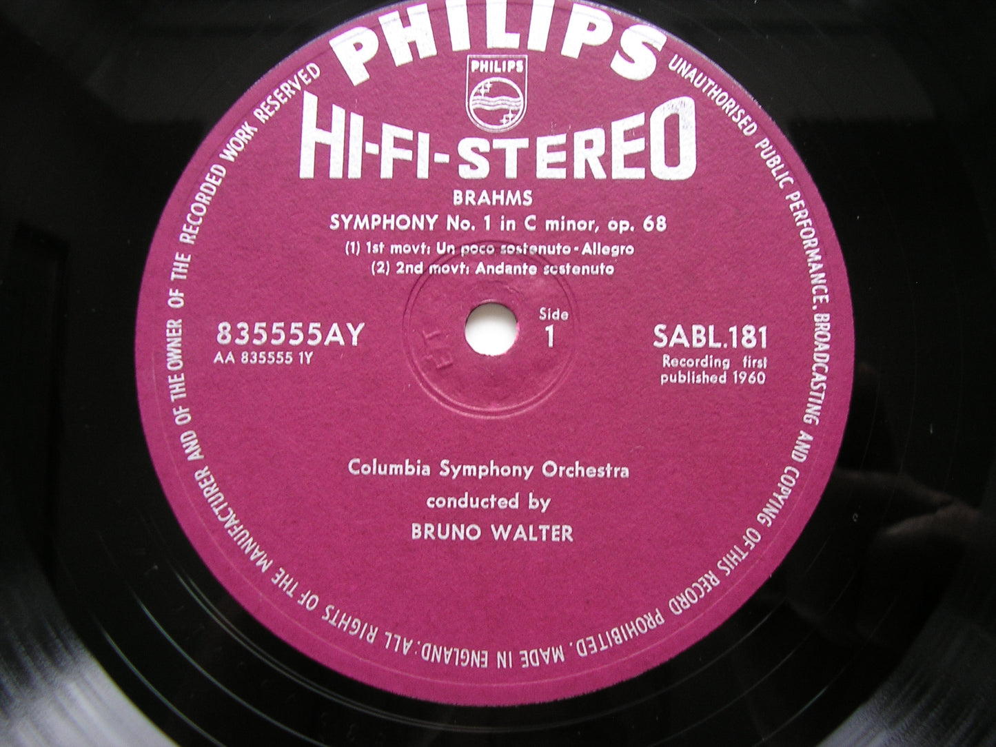 BRAHMS: THE FOUR SYMPHONIES / TWO OVERTURES BRUNO WALTER / COLUMBIA SYMPHONY SABL 181 - 184