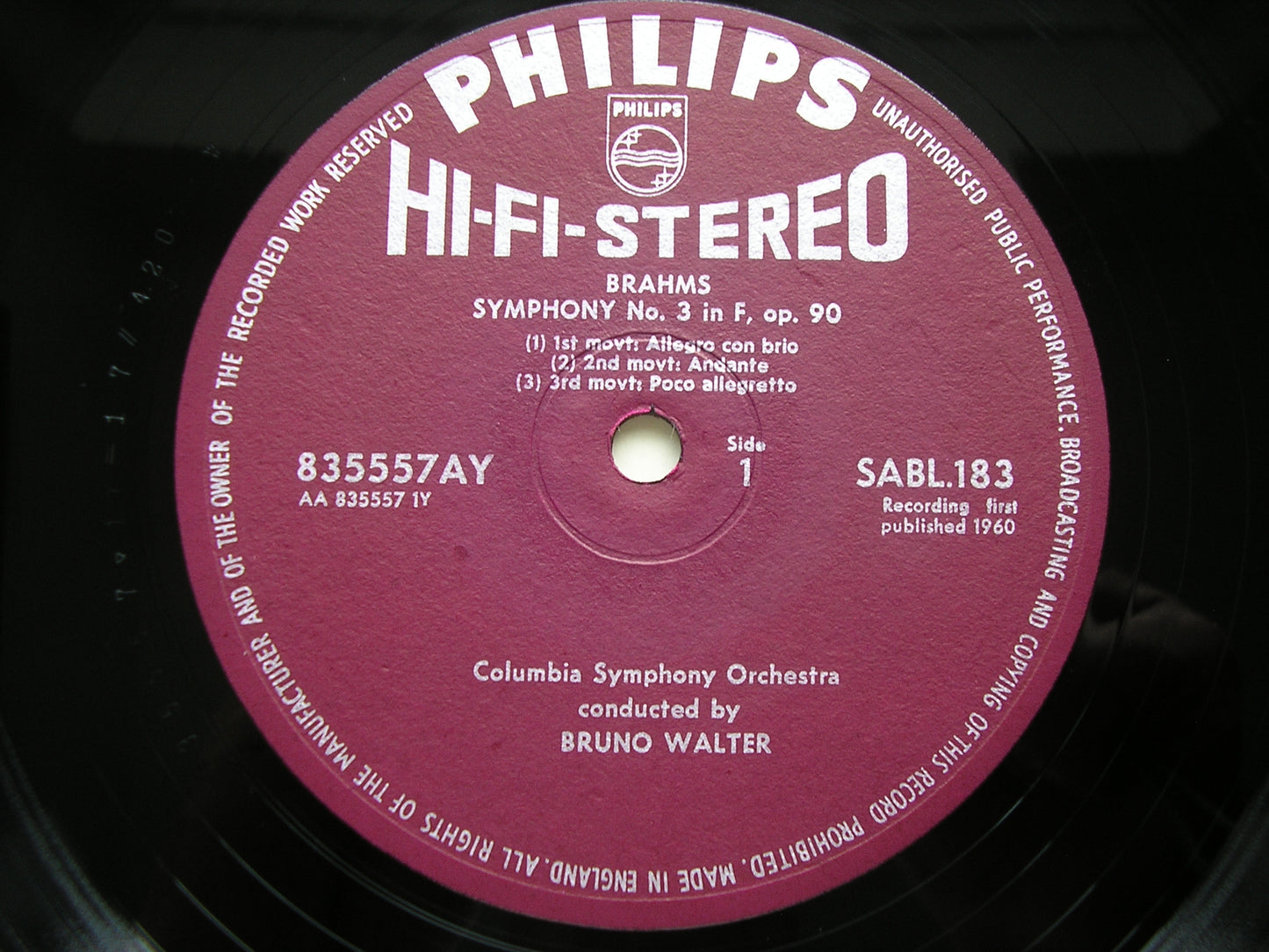 BRAHMS: THE FOUR SYMPHONIES / TWO OVERTURES BRUNO WALTER / COLUMBIA SYMPHONY SABL 181 - 184