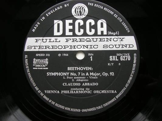 BEETHOVEN: SYMPHONY No. 7 / OVERTURE Prometheus     ABBADO / VIENNA PHILHARMONIC     SXL 6270