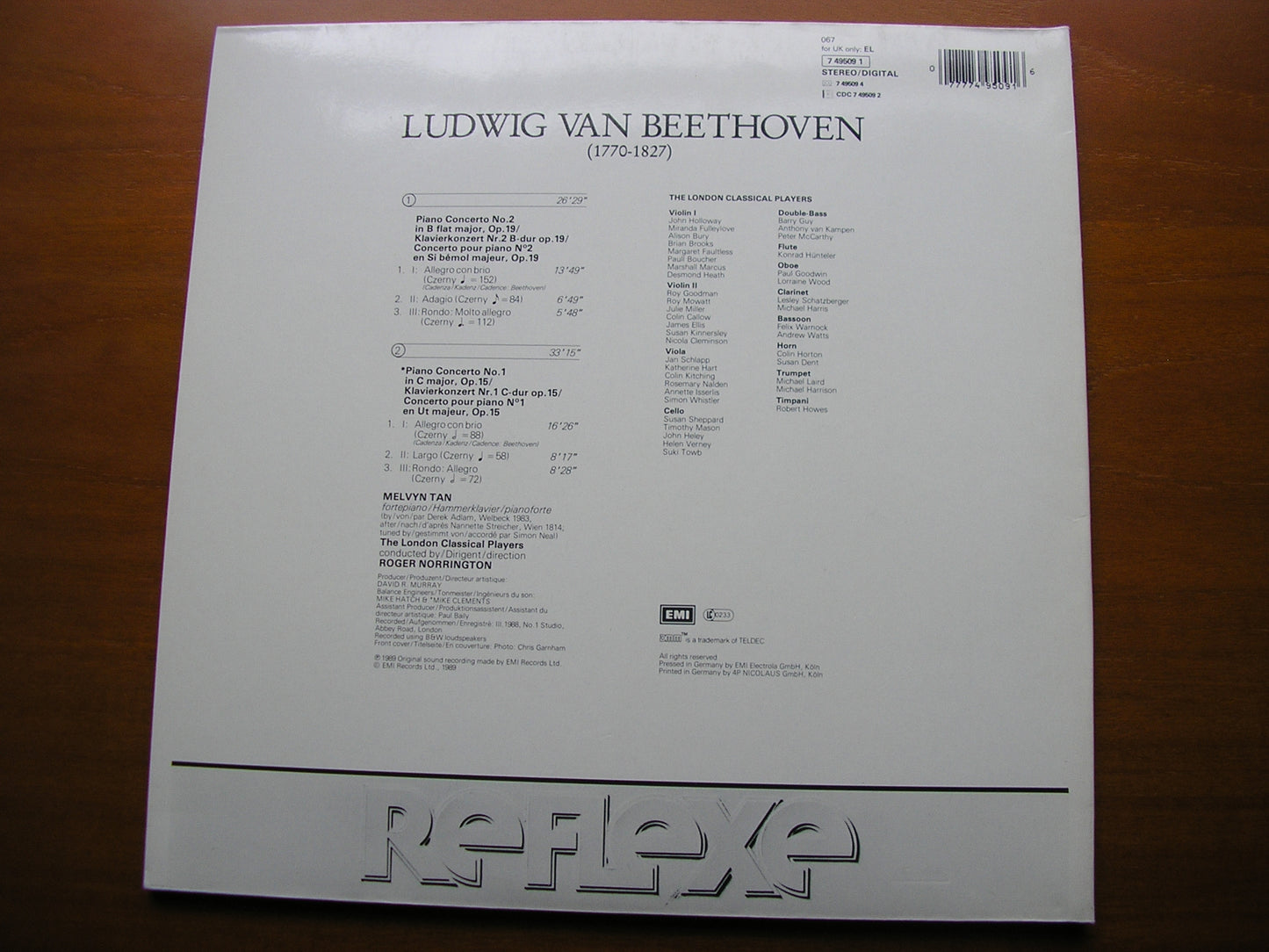 BEETHOVEN: PIANO CONCERTOS Nos. 1& 2 TAN / LONDON CLASSICAL PLAYERS / NORRINGTON 7 49509