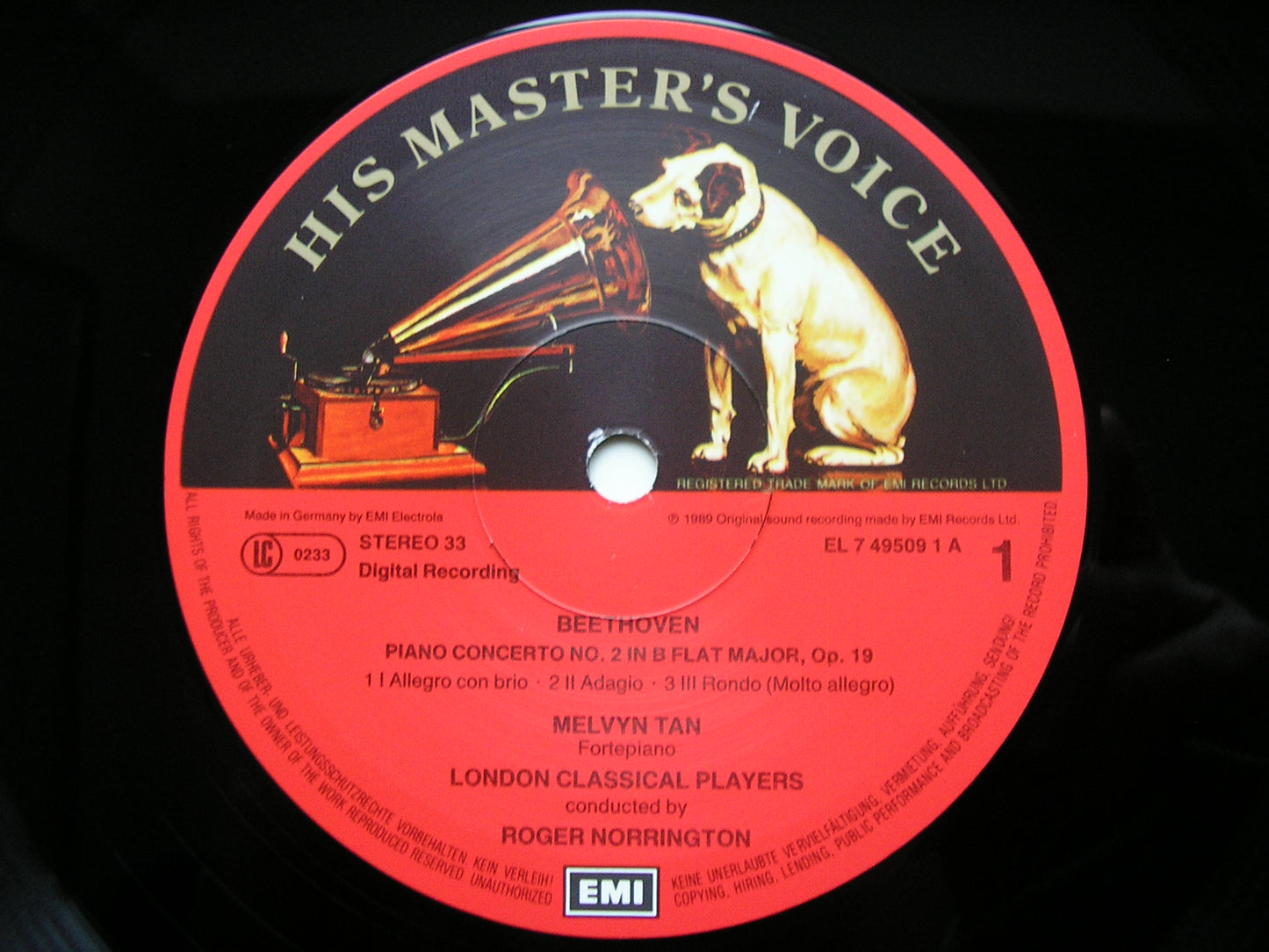 BEETHOVEN: PIANO CONCERTOS Nos. 1& 2 TAN / LONDON CLASSICAL PLAYERS / NORRINGTON 7 49509