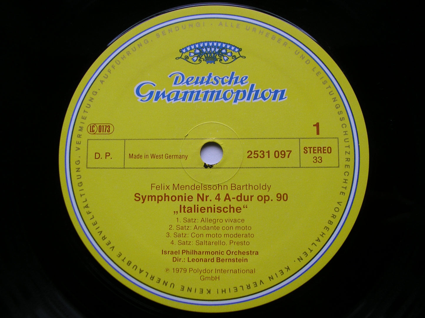 MENDELSSOHN: SYMPHONIES Nos. 4 & 5 BERNSTEIN / ISRAEL PHILHARMONIC ORCHESTRA 2531 097
