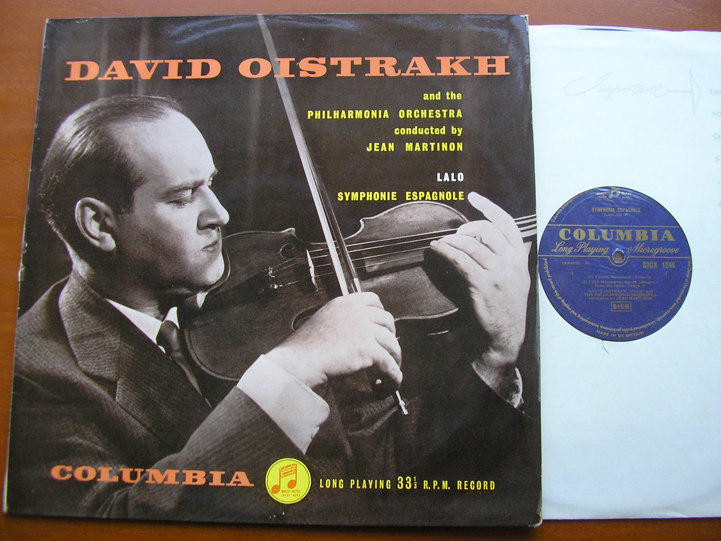 LALO: SYMPHONIE ESPAGNOLE OISTRAKH / PHILHARMONIA / MARTINON 33CX 1246