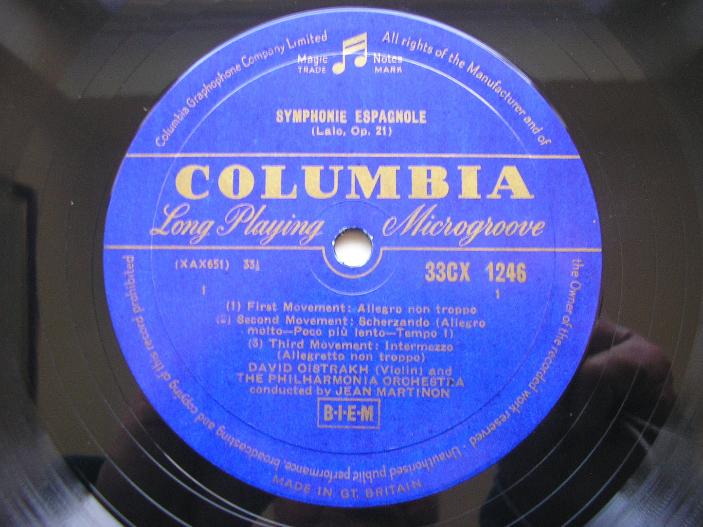 LALO: SYMPHONIE ESPAGNOLE OISTRAKH / PHILHARMONIA / MARTINON 33CX 1246