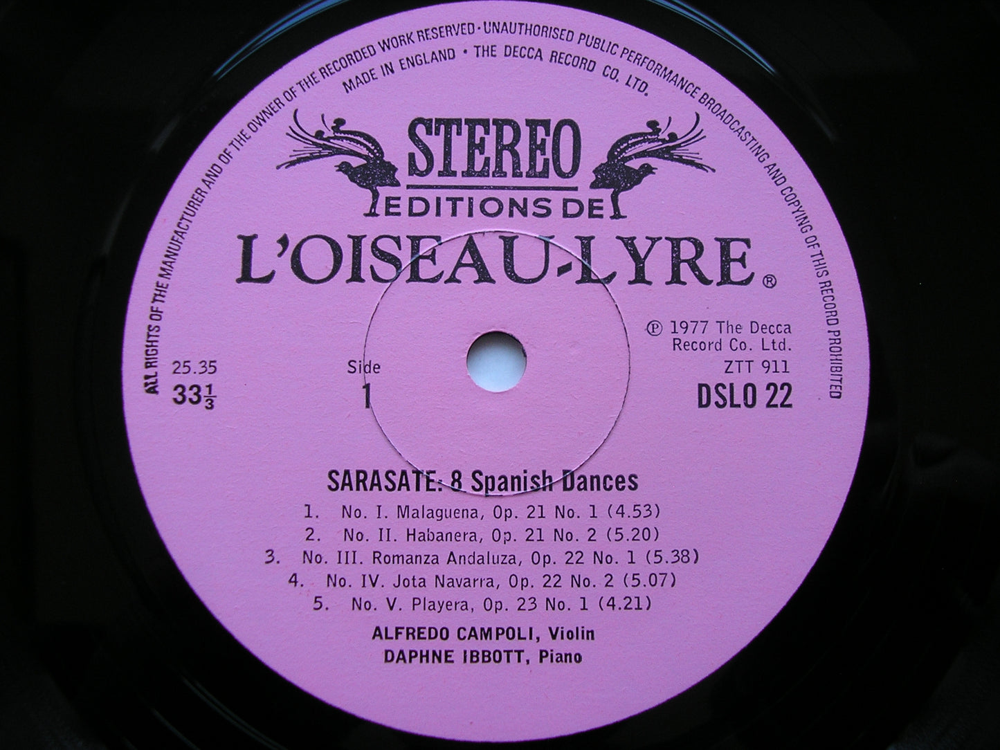 SARASATE: EIGHT SPANISH DANCES / NAVARRA CAMPOLI / IBBOTT / BLUNT DSLO 22