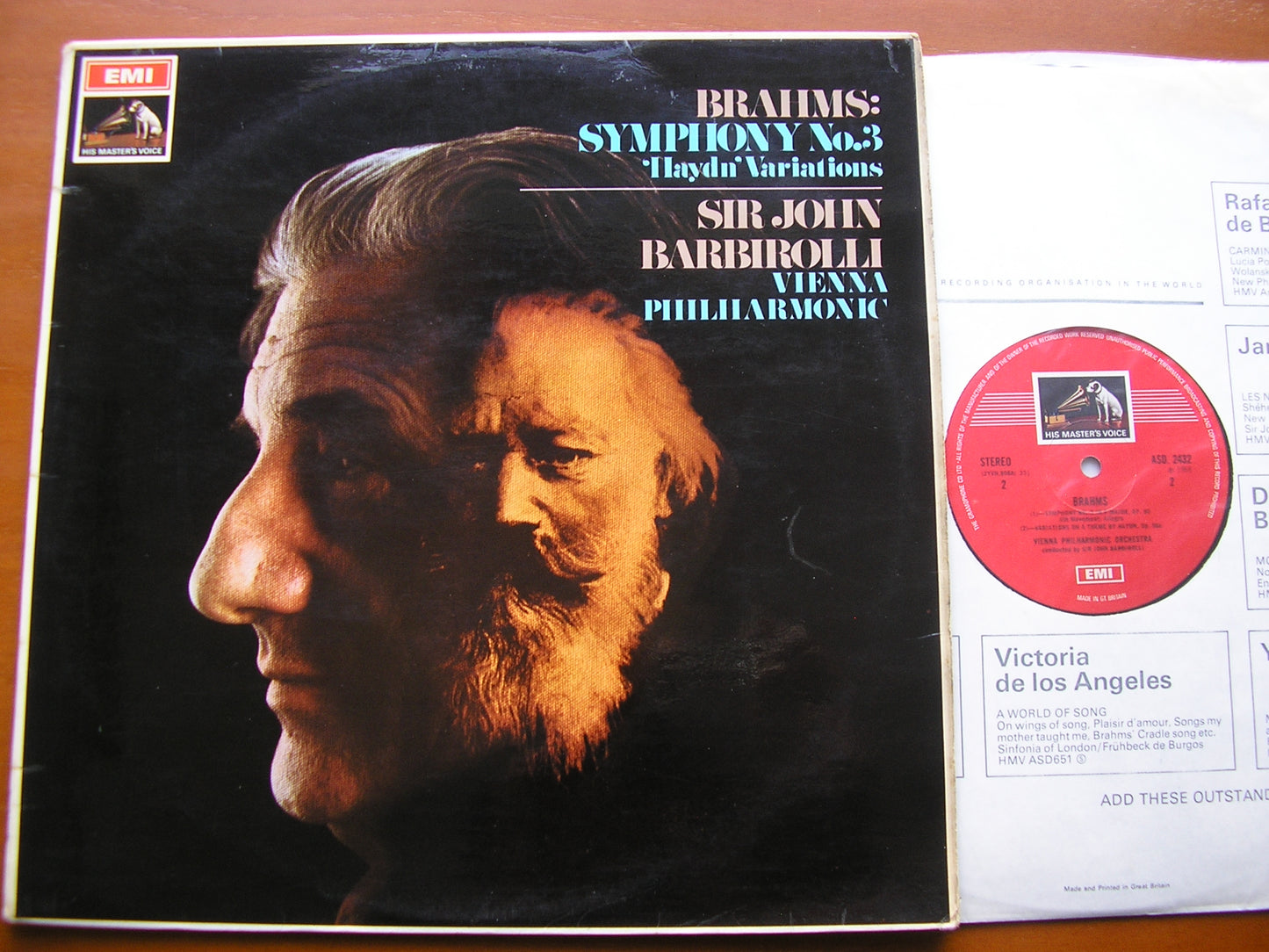 BRAHMS: SYMPHONY No. 3 / HAYDN VARIATIONS BARBIROLLI / VIENNA PHILHARMONIC ASD 2432