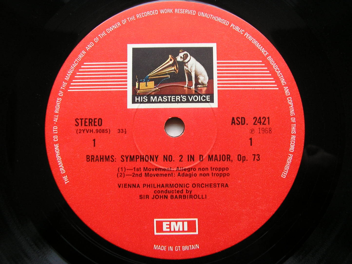 BRAHMS: SYMPHONY No. 2 / TRAGIC OVERTURE KLEMPERER / PHILHARMONIA ASD 2421