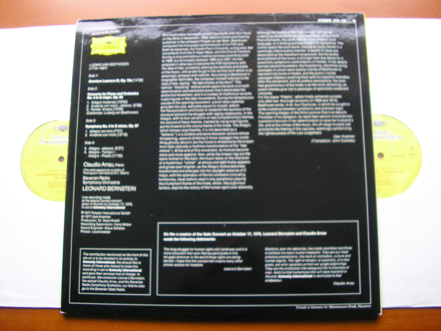 BEETHOVEN: SYMPHONY No. 5 / PIANO CONCERTO No. 4 / LEONORA No. 3 ARRAU / BAVARIAN RADIO SYMPHONY / BERNSTEIN 2721 153