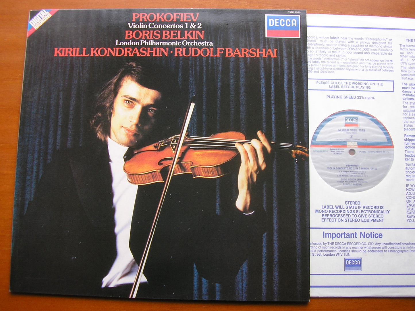 PROKOFIEV: THE TWO VIOLIN CONCERTOS      BELKIN / LONDON PHILHARMONIC / BARSHAI / KONDRASHIN    SXDL 7579