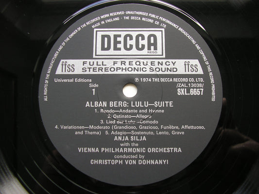 BERG: LULU Suite / STRAUSS: SALOME final scene      ANJA SILJA / VIENNA PHILHARMONIC / DOHNANYI    SXL 6657