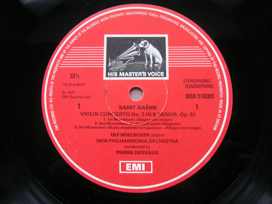 SAINT-SAENS: THE THREE VIOLIN CONCERTOS / HAVANAISE / INTRODUCTION & RONDO   ULF HOELSCHER / NEW PHILHARMONIA / PIERRE DERVAUX   SLS 5103
