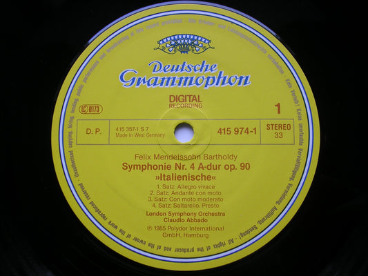 MENDELSSOHN: SYMPHONIES Nos. 4 'Italian'  &  5 'Reformation'      ABBADO / LONDON SYMPHONY   415 974