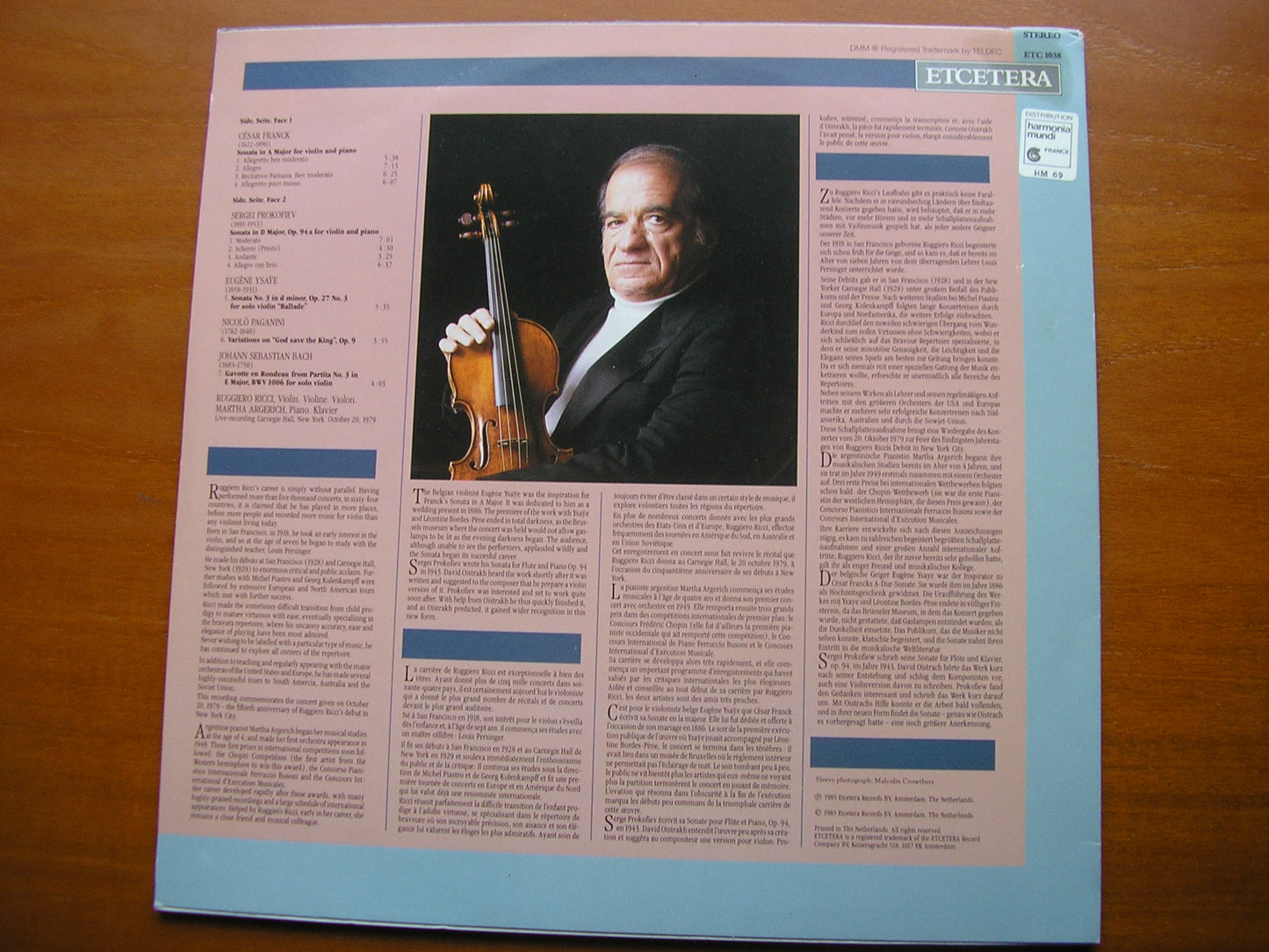 FRANCK: VIOLIN SONATA / PROKOFIEV: VIOLIN SONATA RUGGIERO RICCI / MARTHA ARGERICH ETC 1038