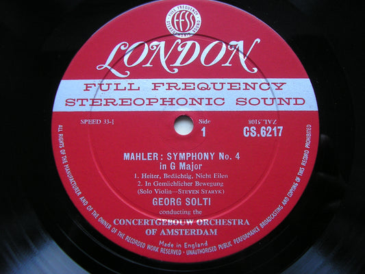 MAHLER: SYMPHONY No. 4 SYLVIA STAHLMAN / CONCERTGEBOUW ORCHESTRA / SOLTI CS 6217