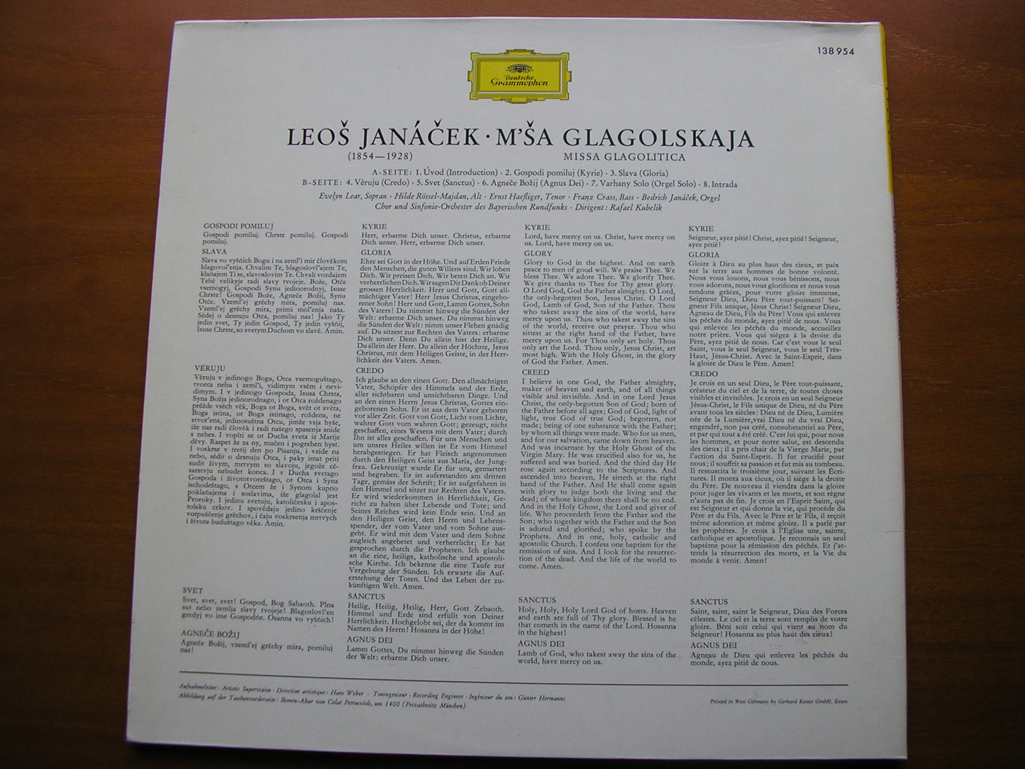 JANACEK: MISSA GLAGOLITICA    LEAR / CRASS / HAEFLIGER / BRSO / KUBELIK   138 954