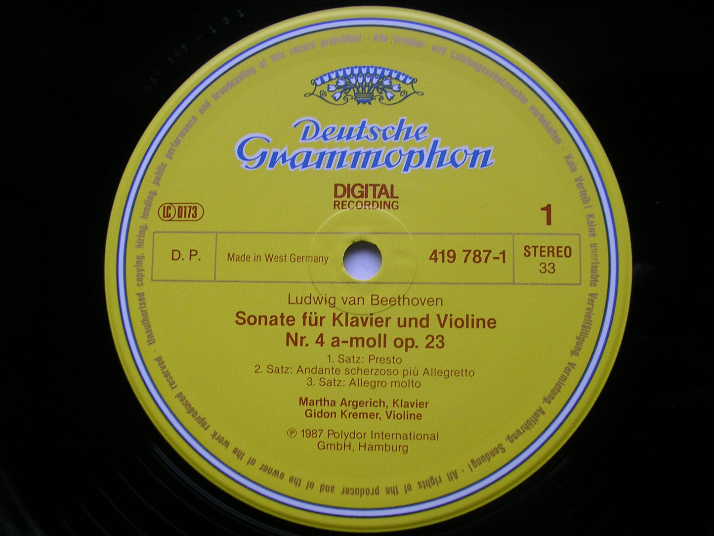 BEETHOVEN: VIOLIN SONATAS Nos. 4 & 5     GIDON KREMER / MARTHA ARGERICH      419 787