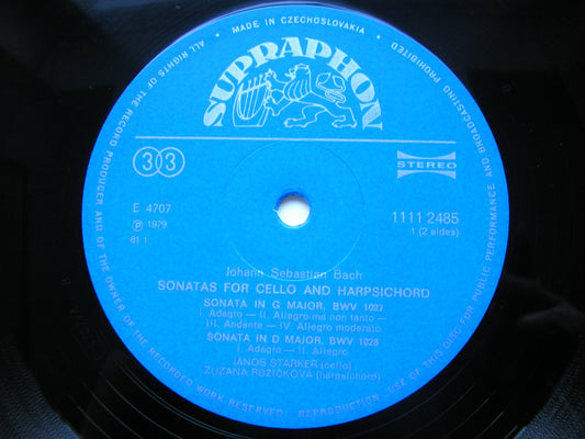BACH: SONATAS FOR CELLO & HARPSICHORD  BWV 1027 - 1029    JANOS STARKER / ZUZANA RUZICKOVA     1111 2485
