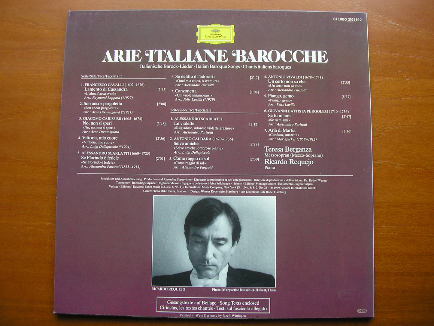 BERGANZA SINGS ITALIAN BAROQUE ARIAS: CALDARA / CAVALLI / VIVALDI / PERGOLESI TERESA BERGANZA / REQUEJO 2531 192