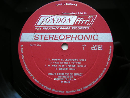 SPANISH ORCHESTRAL MUSIC from ZARZUELAS   Volume 2     DE BURGOS / NATIONAL ORCHESTRA OF SPAIN     CS 6425