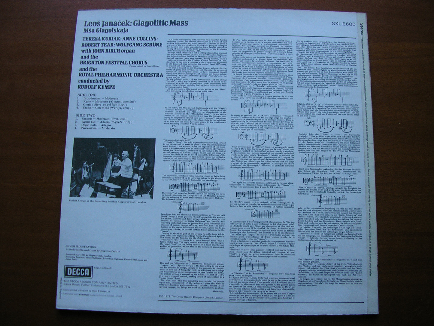 JANACEK: GLAGOLITIC MASS     SOLOISTS / ROYAL PHILHARMONIC / KEMPE    SXL 6600