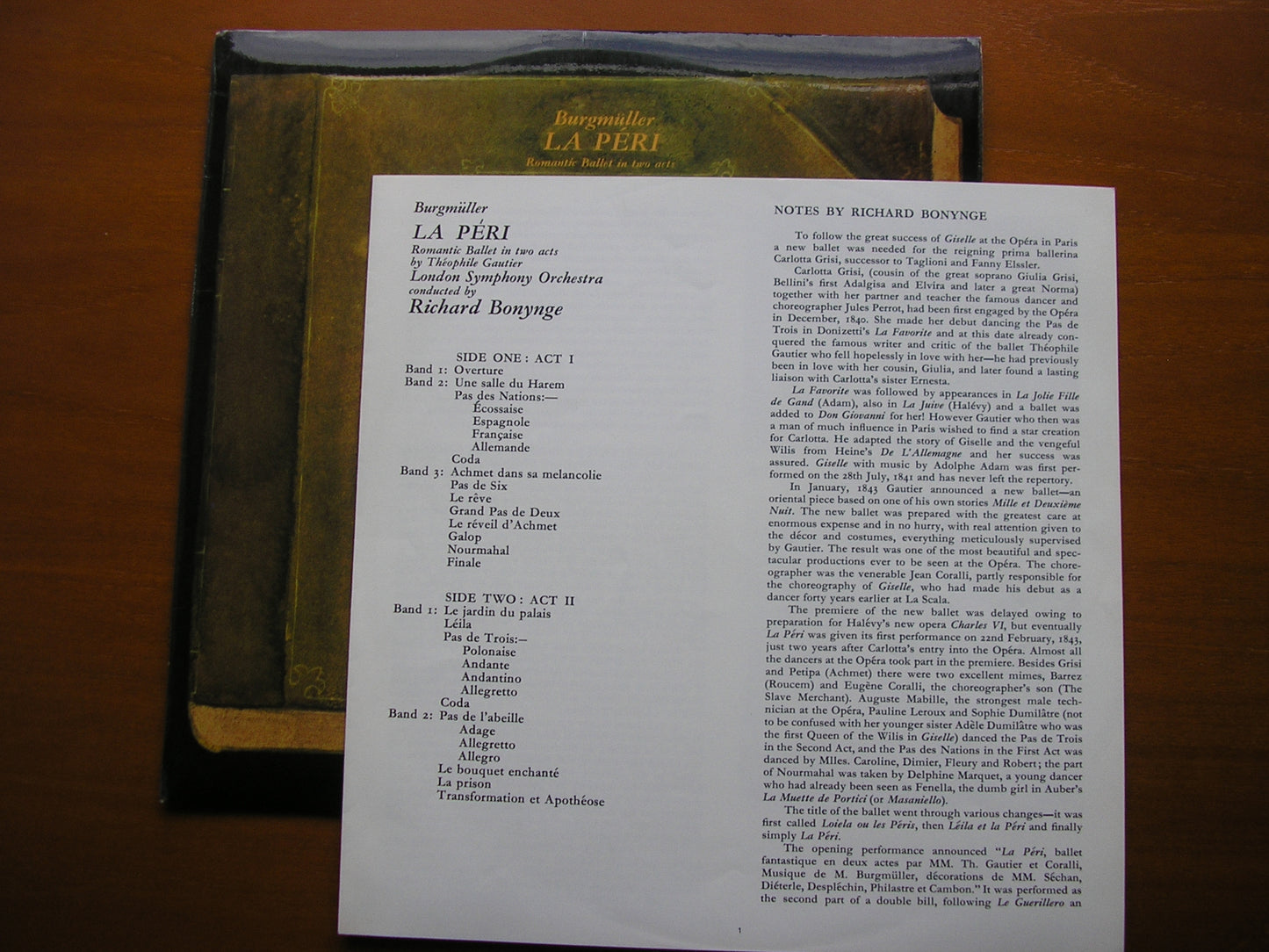 BURGMULLER: LA PERI  (complete ballet 1843)       BONYNGE / LONDON SYMPHONY     SXL 6407