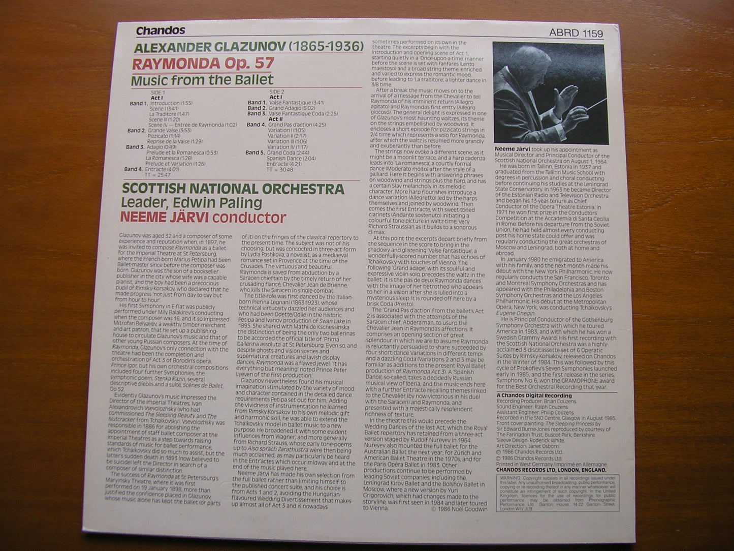 GLAZUNOV: RAYMONDA excerpts from the ballet JARVI / SCOTTISH NATIONAL ORCHESTRA ABRD 1159