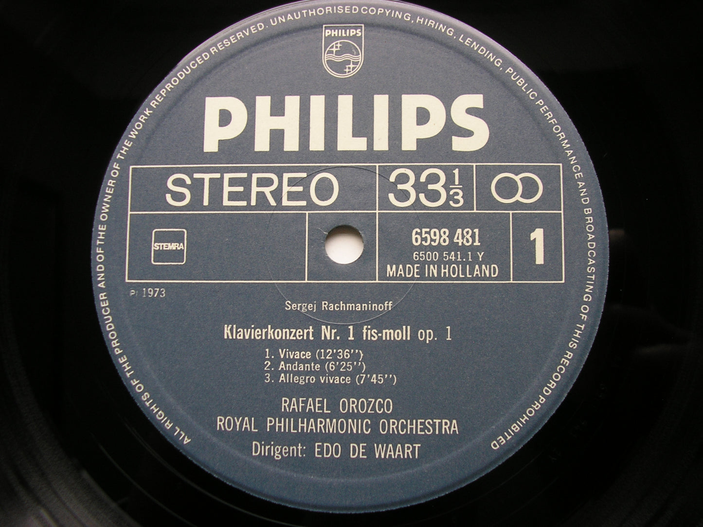 RACHMANINOV: THE FOUR PIANO CONCERTOS / RHAPSODY     OROZCO / ROYAL PHILHARMONIC / DE WAART    3LP    6747 397