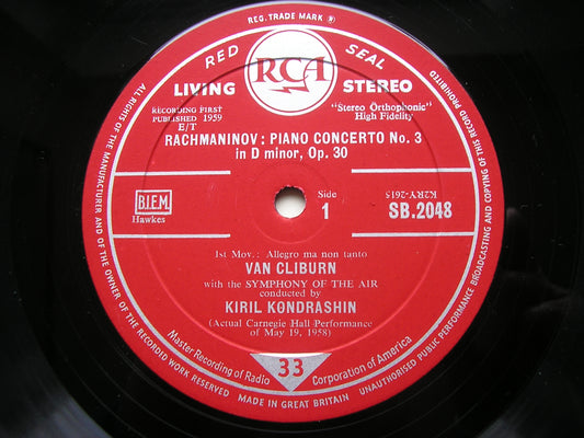 RACHMANINOV: PIANO CONCERTO No. 3     VAN CLIBURN / SYMPHONY OF THE AIR / KONDRASHIN     SB 2048