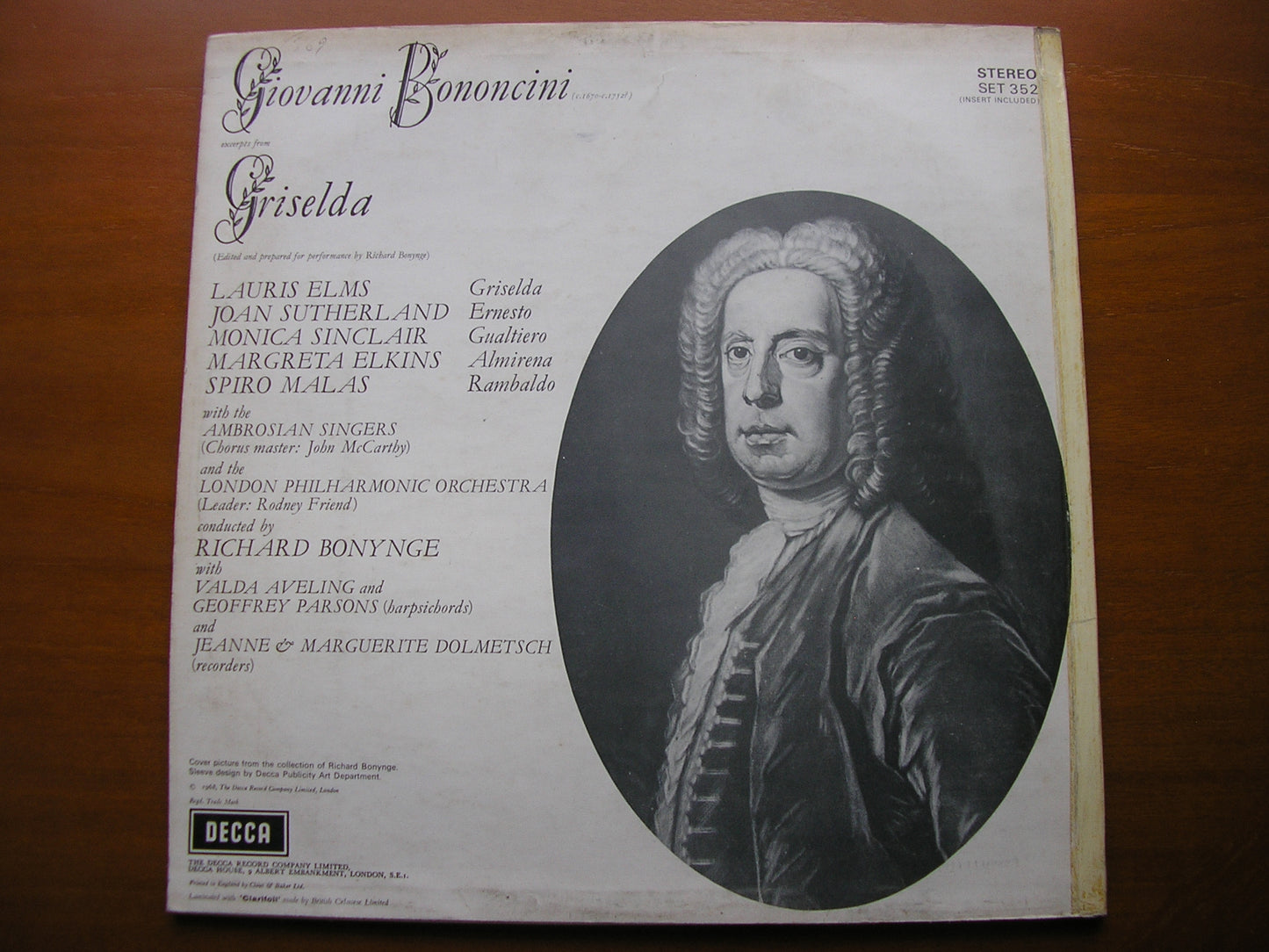 BONONCINI: GRISELDA     SUTHERLAND / ELKINS / SINCLAIR / MALAS / LONDON PHILHARMONIC ORCHESTRA / BONYNGE    SET 352