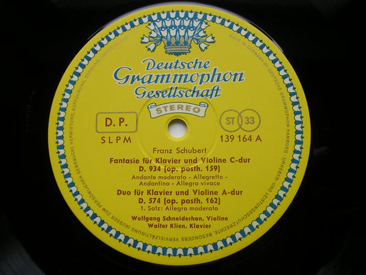 SCHUBERT: FANTASIE in C D934 / DUO in A D574 / RONDO in B D895      SCHNEIDERHAN / KLEIN     139 164