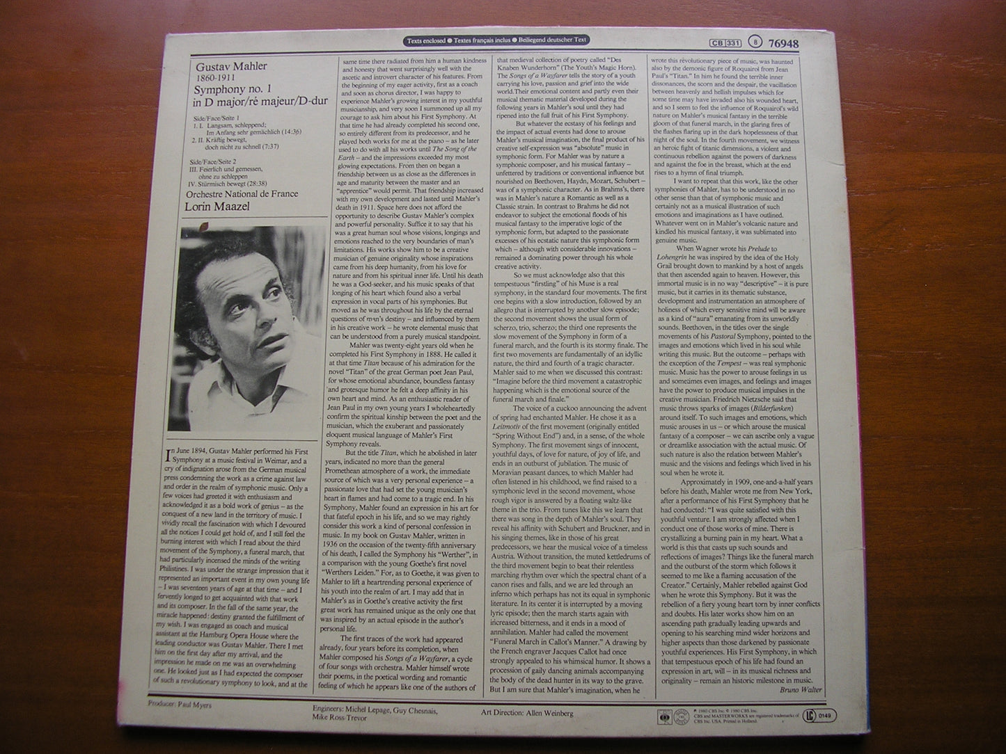 MAHLER: SYMPHONY No. 1     MAAZEL / FRENCH NATIONAL ORCHESTRA     76948