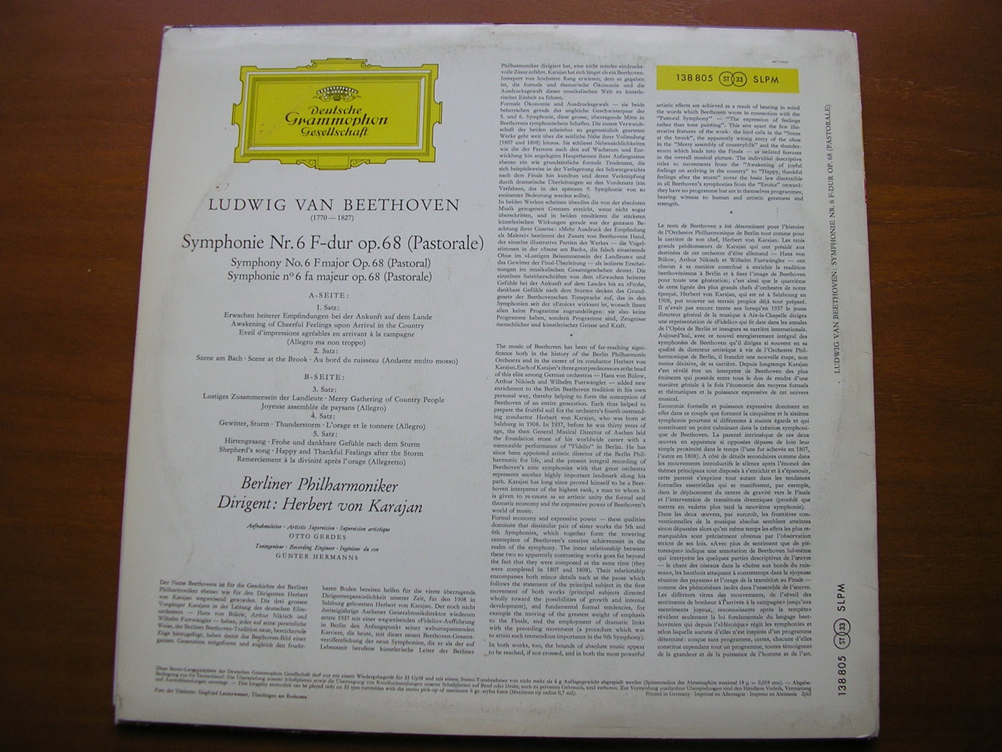 BEETHOVEN: SYMPHONY No. 6 'Pastorale'     KARAJAN / BERLIN PHILHARMONIC     138 805