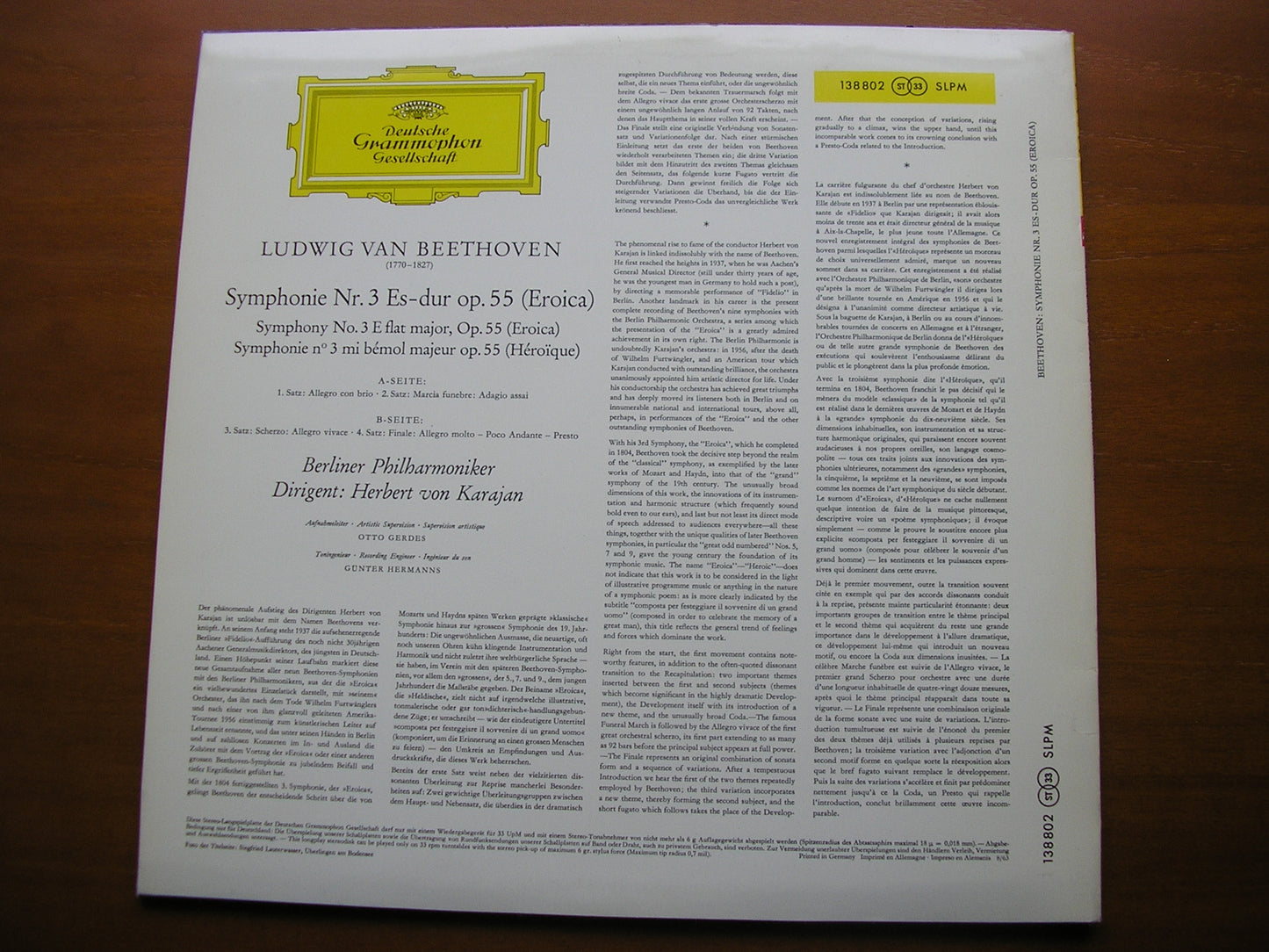 BEETHOVEN: SYMPHONY No. 3 'Eroica'     KARAJAN / BERLIN PHILHARMONIC     138 802