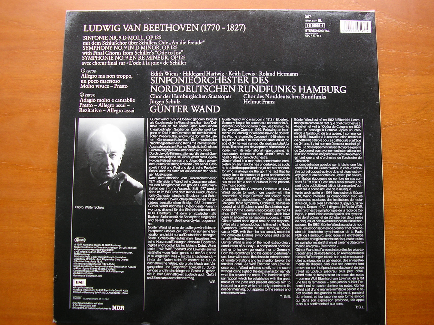 BEETHOVEN: SYMPHONY No.9 'Choral' SOLOISTS / HAMBURG RADIO ORCHESTRA / WAND 16 9595