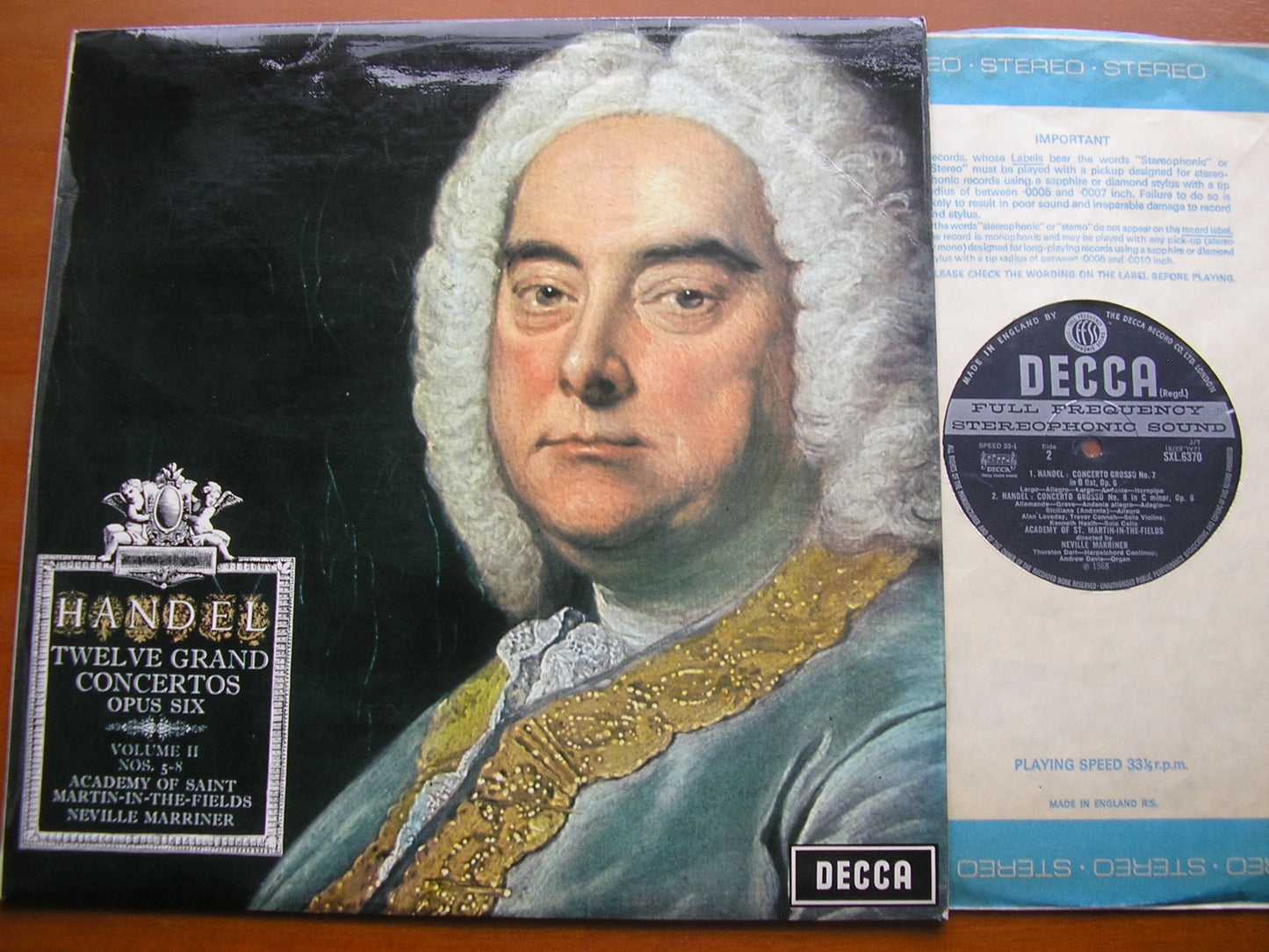 HANDEL: CONCERTI GROSSI Op. 6 Nos. 5 - 8 MARRINER / ACADEMY OF SAINT MARTIN IN THE FIELDS SXL 6370