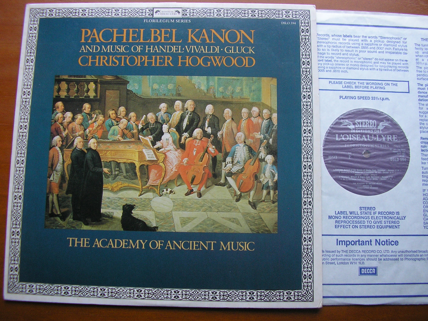 PACHELBEL / HANDEL / GLUCK / VIVALDI: ORCHESTRAL MUSIC HOGWOOD / THE ACADEMY OF ANCIENT MUSIC DSLO 594