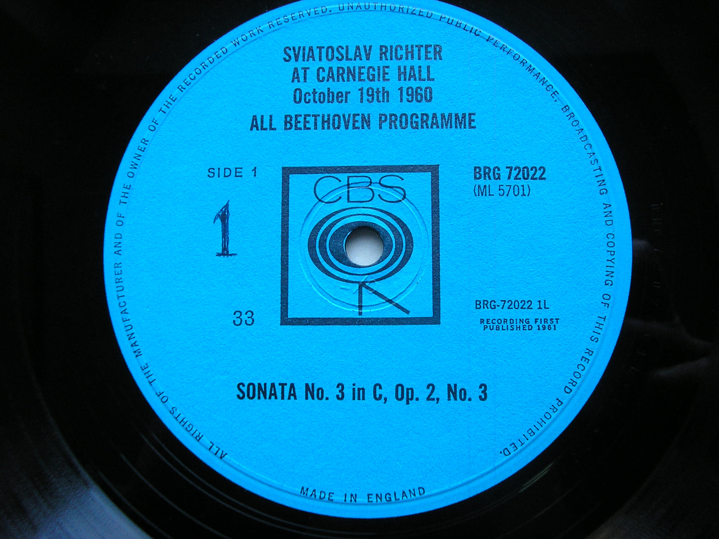 BEETHOVEN: PIANO SONATAS Nos. 3 / 9 / 22 RICHTER BRG 72022