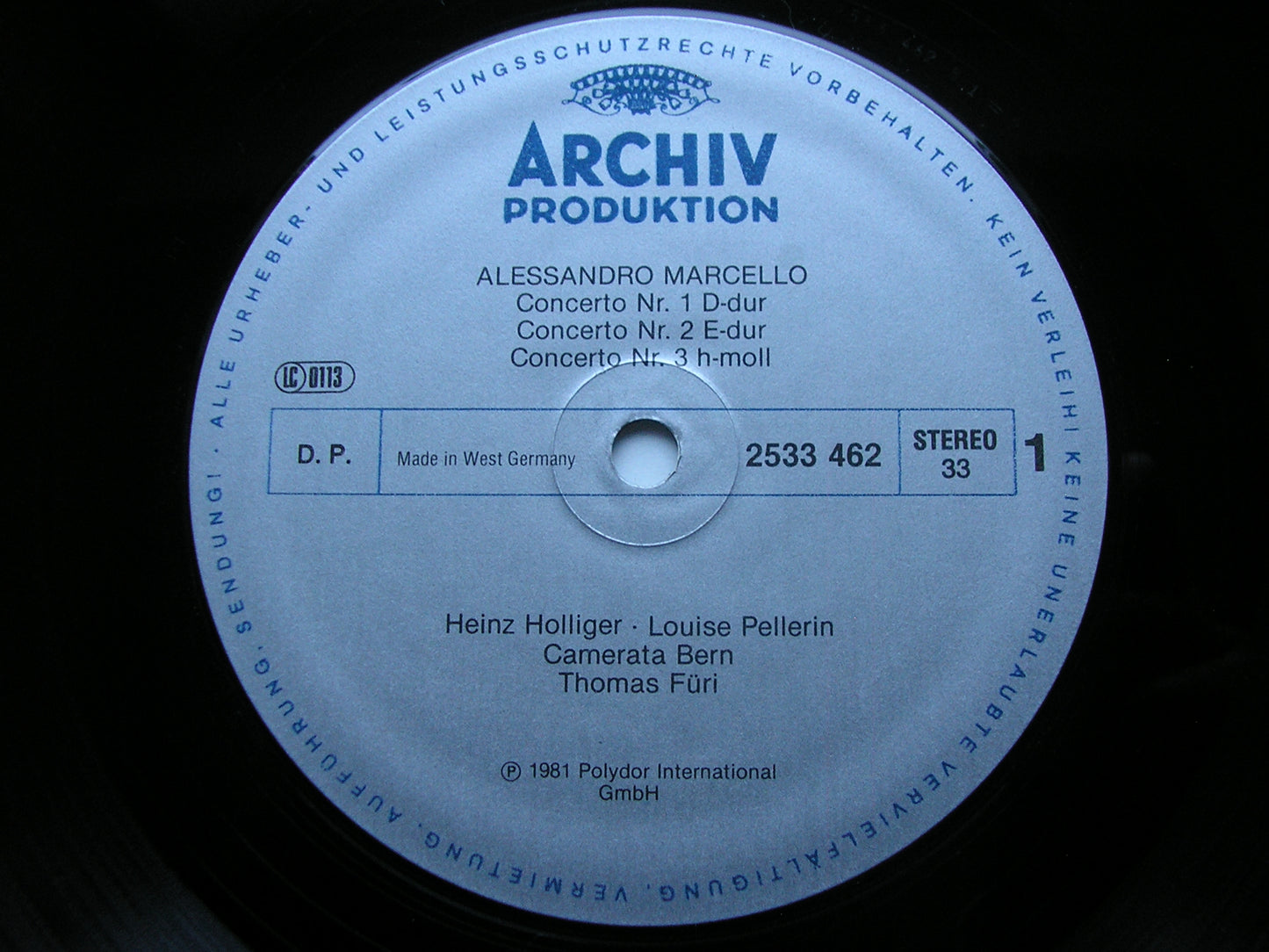 ALESSANDRO MARCELLO: SIX CONCERTI 'La Cetra'     HOLLIGER / PELLERIN / CAMERATA BERN / FURI    2533 462