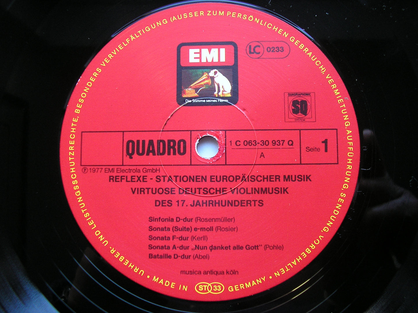 GERMAN VIOLIN MUSIC OF THE 17th CENTURY: ROSENMULLER / KERLL / ABEL / SCHMELZER / POHLE / ROSIER MUSICA ANTIQUA COLOGNE / GOEBEL 063-30 937