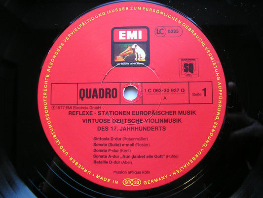 GERMAN VIOLIN MUSIC OF THE 17th CENTURY: ROSENMULLER / KERLL / ABEL / SCHMELZER / POHLE / ROSIER       MUSICA ANTIQUA COLOGNE / GOEBEL     063-30 937