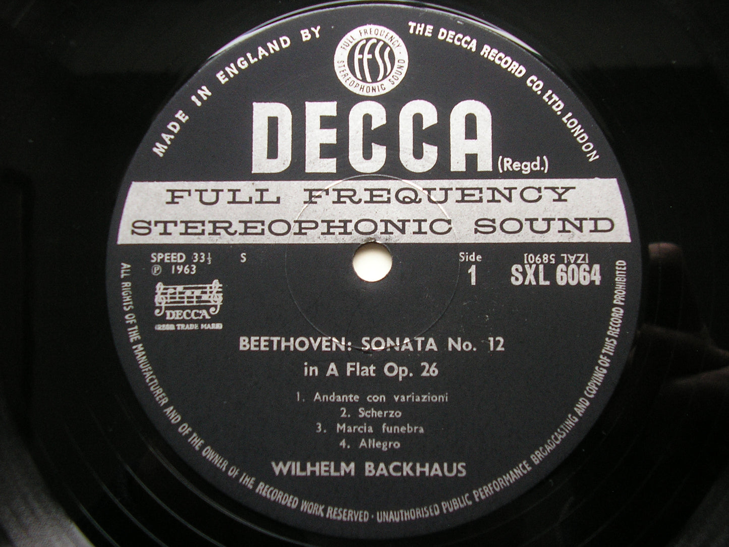 BEETHOVEN: PIANO SONATAS Nos. 12 & 18 BACKHAUS SXL 6064