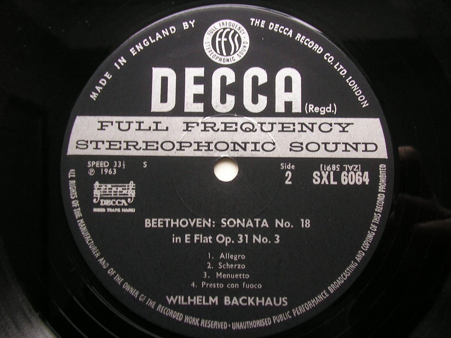 BEETHOVEN: PIANO SONATAS Nos. 12 & 18 BACKHAUS SXL 6064