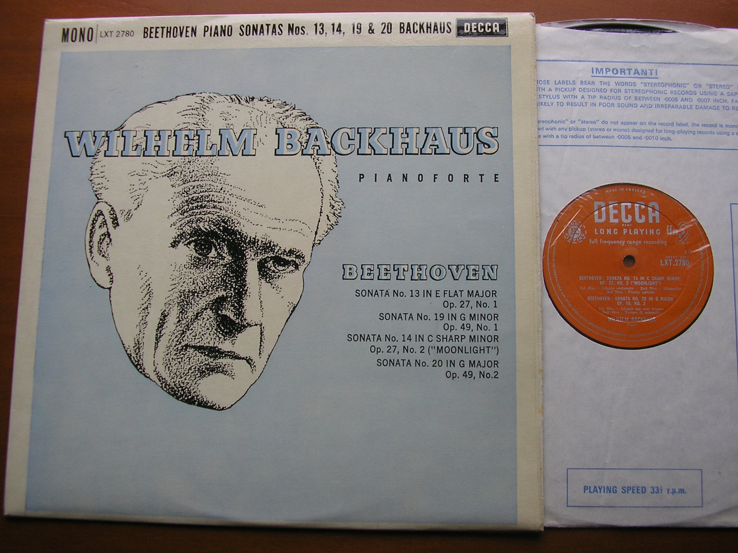 BEETHOVEN: PIANO SONATAS Nos. 13 / 14 'Moonlight' / 19 / 20 BACKHAUS LXT 2780