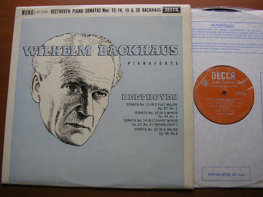 BEETHOVEN: PIANO SONATAS Nos. 13 / 14 'Moonlight' / 19 / 20      BACKHAUS       LXT 2780