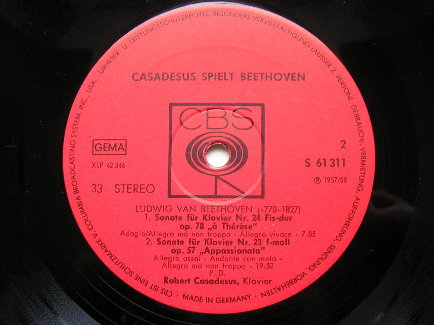 BEETHOVEN: PIANO SONATAS Nos. 14 / 23 / 24 / 26 CASADESUS S 61 311