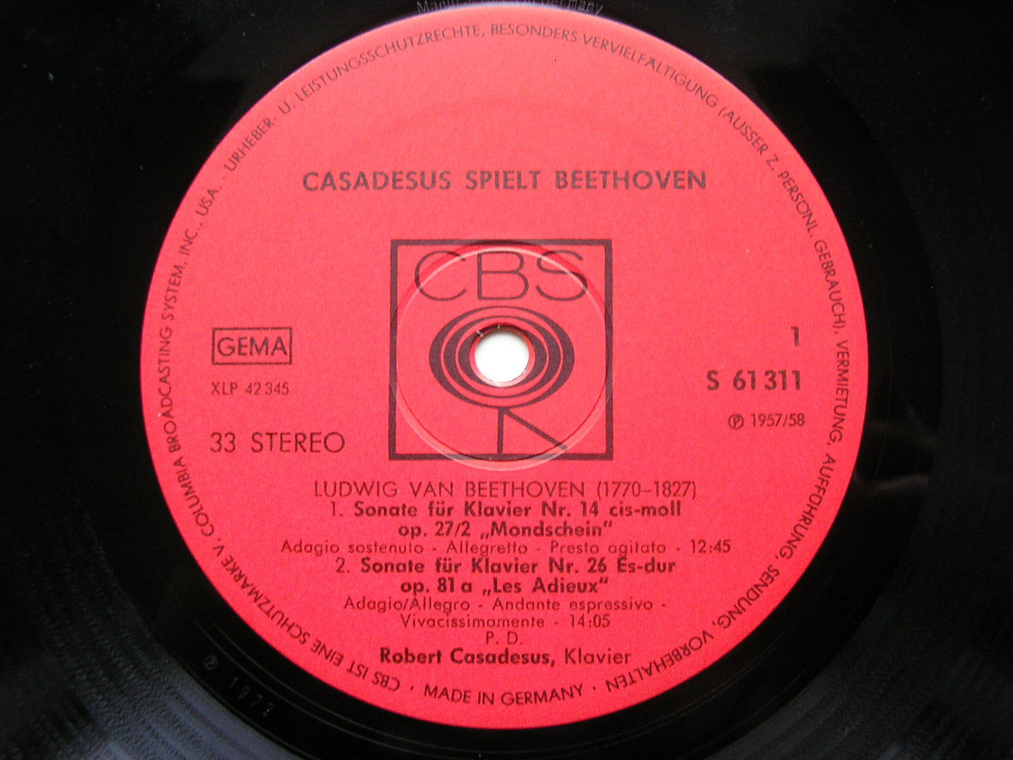 BEETHOVEN: PIANO SONATAS Nos. 14 / 23 / 24 / 26 CASADESUS S 61 311