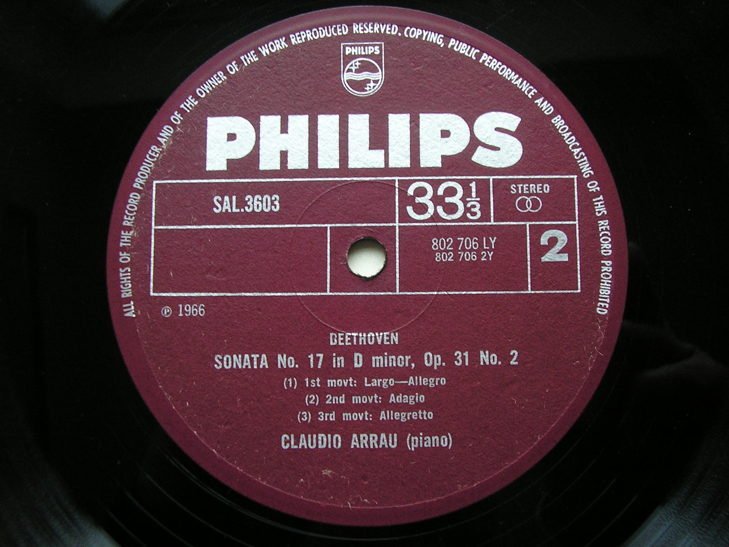 BEETHOVEN: PIANO SONATAS No. 17 'Tempest' / No. 16       ARRAU      SAL 3603