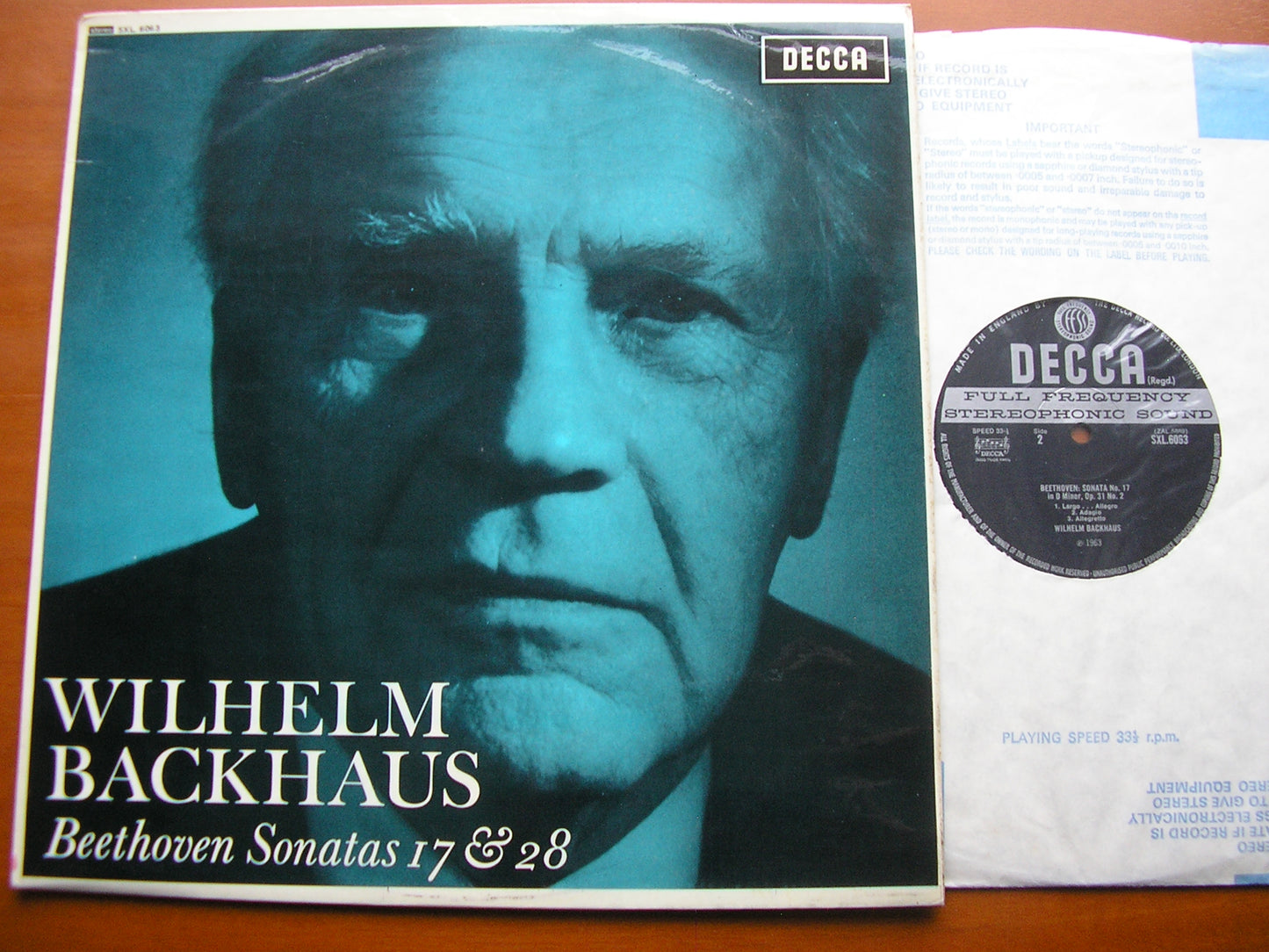 BEETHOVEN: PIANO SONATAS No. 17 'Tempest' / No. 28 WILHELM BACKHAUS SXL 6063